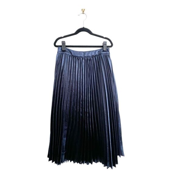 Essue Navy Pleated Skirt Side Zip Women's S - Picture 1 of 9